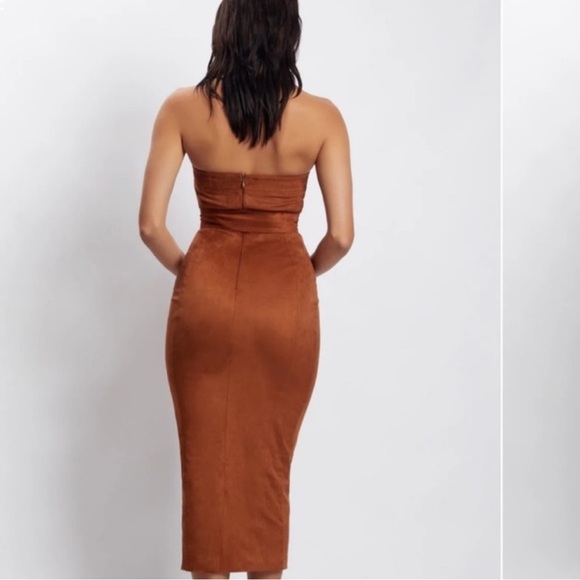 NWT MESHKI Elegant Strapless Brown Dress Size L - Picture 2 of 12